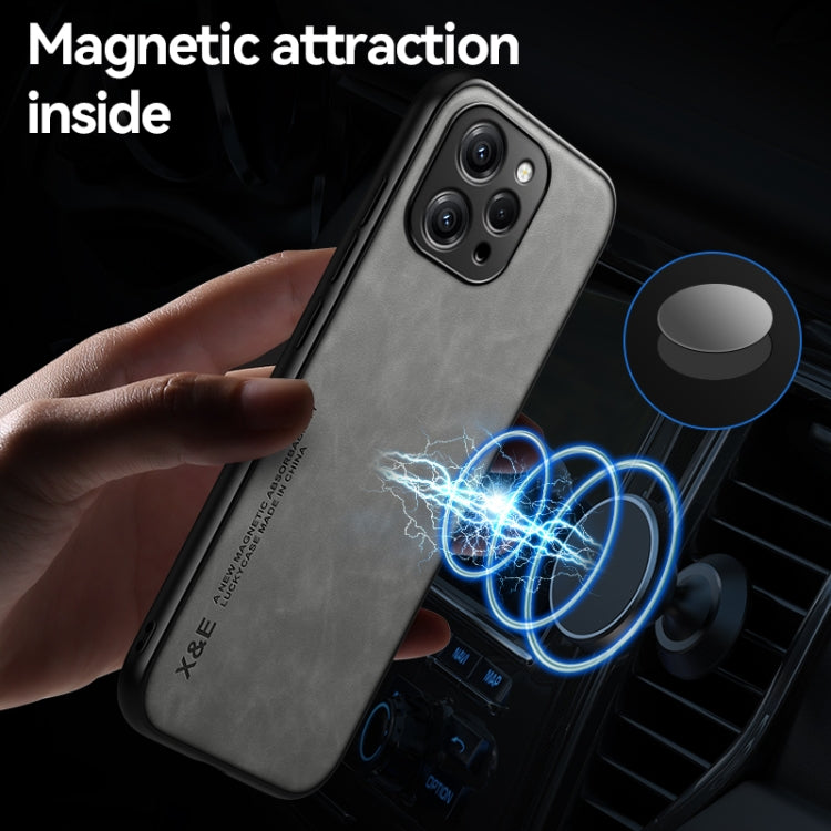 For Xiaomi Redmi 12 4G Skin Feel Magnetic Leather Back Phone Case(Light Grey) - Xiaomi Cases by buy2fix | Online Shopping UK | buy2fix