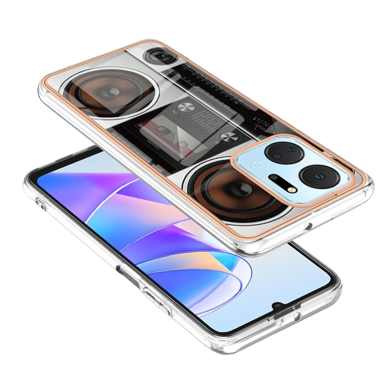 For Honor X7a Electroplating Marble Dual-side IMD Phone Case(Retro Radio) - Honor Cases by buy2fix | Online Shopping UK | buy2fix