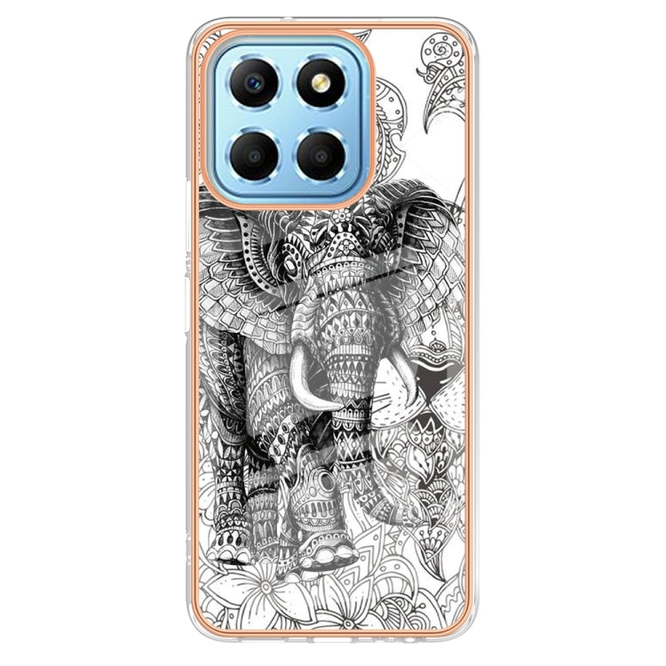 For Honor X8 5G / X6 4G Electroplating Marble Dual-side IMD Phone Case(Totem Elephant) - Honor Cases by buy2fix | Online Shopping UK | buy2fix