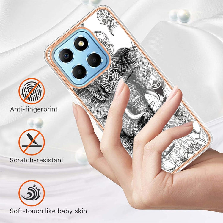 For Honor X8 5G / X6 4G Electroplating Marble Dual-side IMD Phone Case(Totem Elephant) - Honor Cases by buy2fix | Online Shopping UK | buy2fix