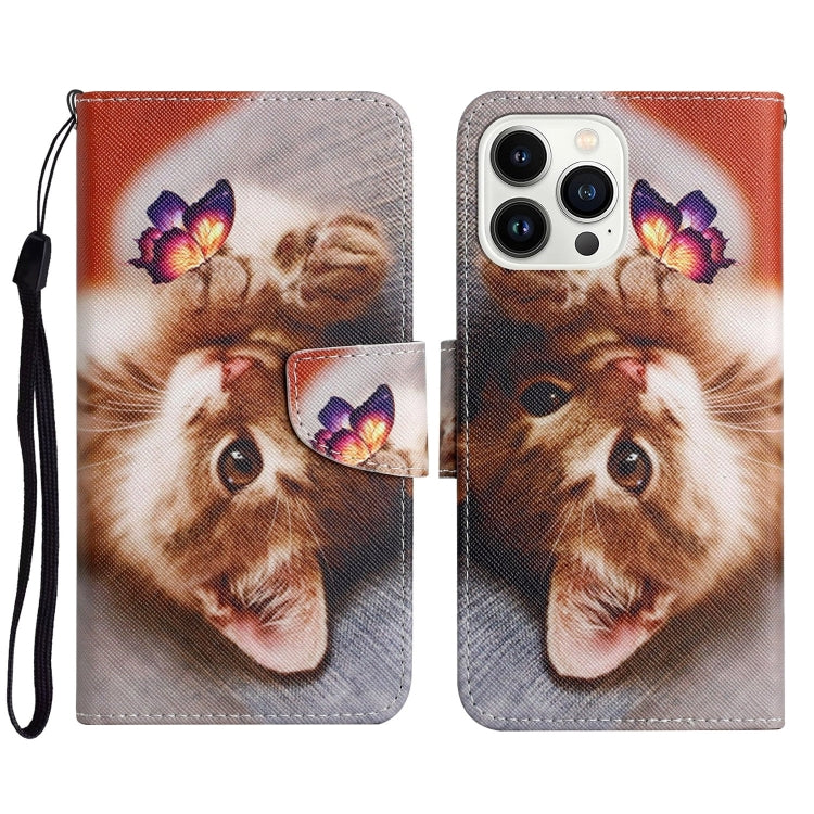 For iPhone 16 Pro Max 3D Colored Drawing Flip Leather Phone Case(Butterfly Cat) - iPhone 16 Pro Max Cases by buy2fix | Online Shopping UK | buy2fix