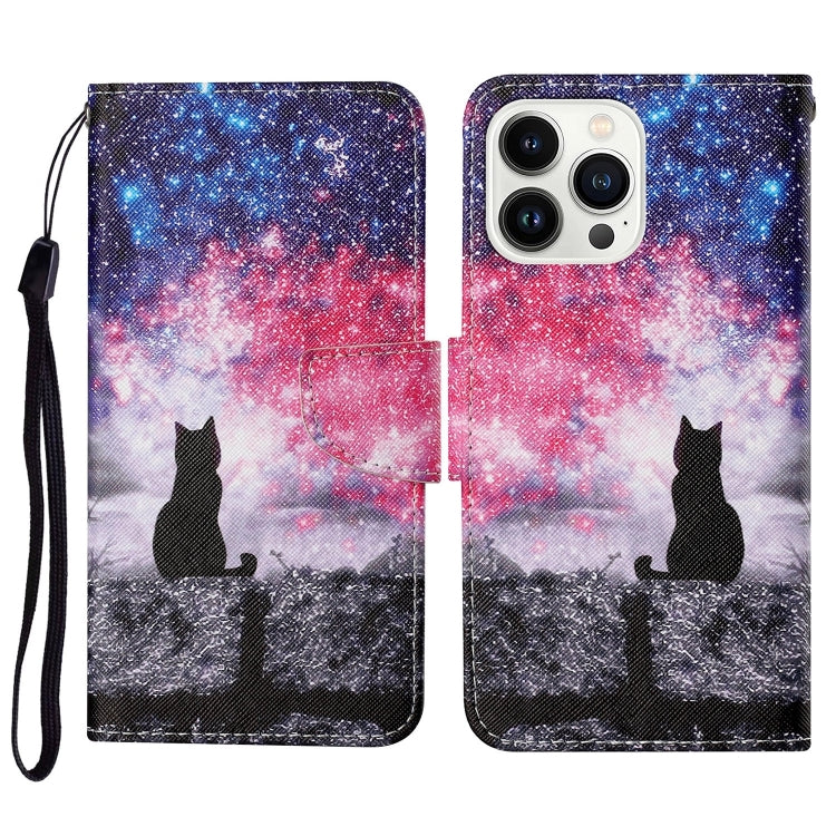 For iPhone 16 Pro 3D Colored Drawing Flip Leather Phone Case(Star Cat) - iPhone 16 Pro Cases by buy2fix | Online Shopping UK | buy2fix