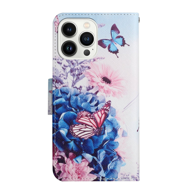 For iPhone 16 Pro 3D Colored Drawing Flip Leather Phone Case(Purple butterfly) - iPhone 16 Pro Cases by buy2fix | Online Shopping UK | buy2fix