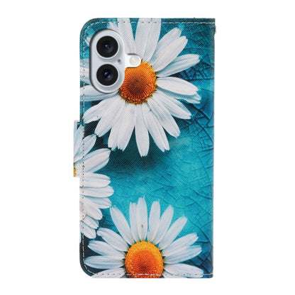 For iPhone 16 3D Colored Drawing Flip Leather Phone Case(Daisy) - iPhone 16 Cases by buy2fix | Online Shopping UK | buy2fix