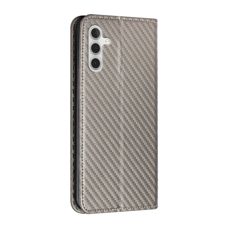 For Samsung Galaxy S24+ 5G Carbon Fiber Texture Flip Holder Leather Phone Case(Grey) - Galaxy S24+ 5G Cases by buy2fix | Online Shopping UK | buy2fix