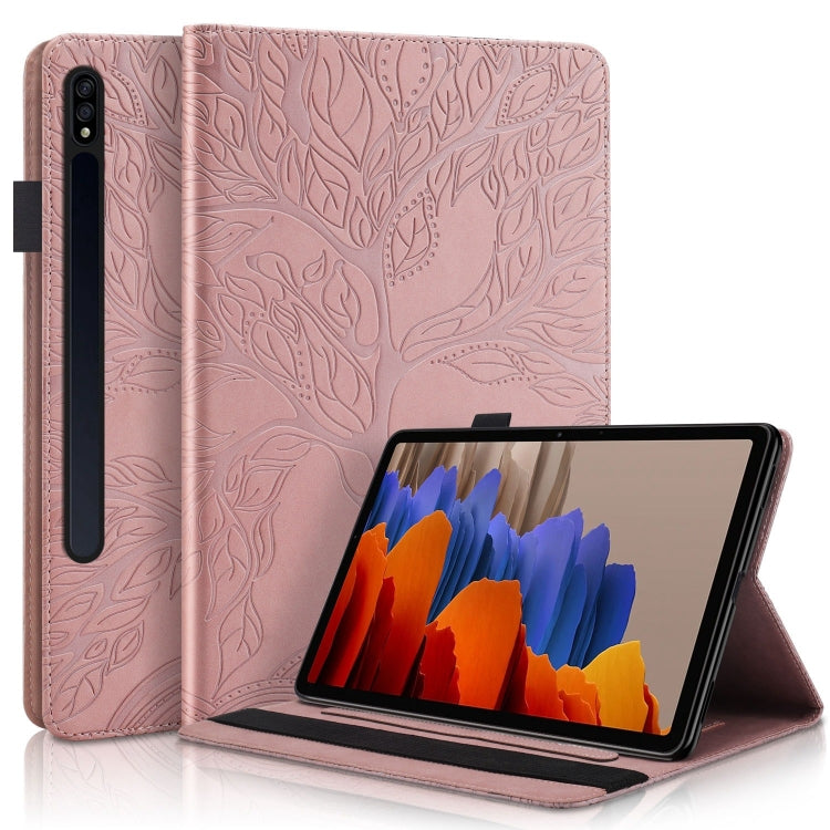 For Samsung Galaxy Tab S9+ / S9 FE+ Life Tree Series Horizontal Flip Leather Tablet Case(Rose Gold) - Galaxy Tab S9+ Cases by buy2fix | Online Shopping UK | buy2fix