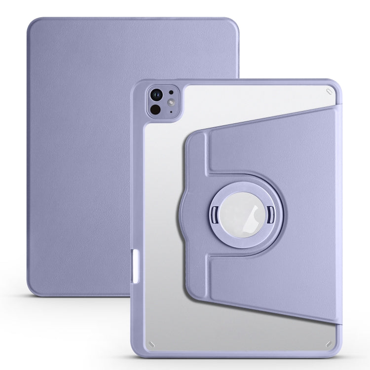 For iPad Pro 11 2024 Acrylic 360 Rotation Detachable Leather Tablet Case(Lavender Purple) - iPad Pro 11 2024 Cases by buy2fix | Online Shopping UK | buy2fix