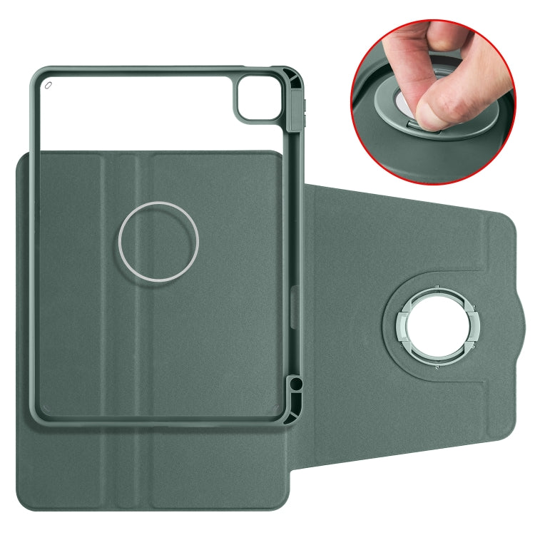 For iPad Pro 13 2024 Acrylic 360 Rotation Detachable Leather Tablet Case(Deep Green) - iPad Pro 13 2024 Cases by buy2fix | Online Shopping UK | buy2fix