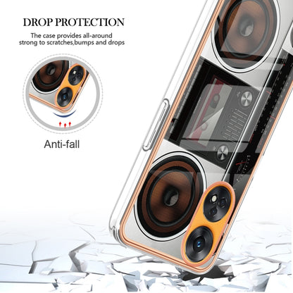 For OPPO Reno8 T 4G Electroplating Marble Dual-side IMD Phone Case(Retro Radio) - OPPO Cases by buy2fix | Online Shopping UK | buy2fix