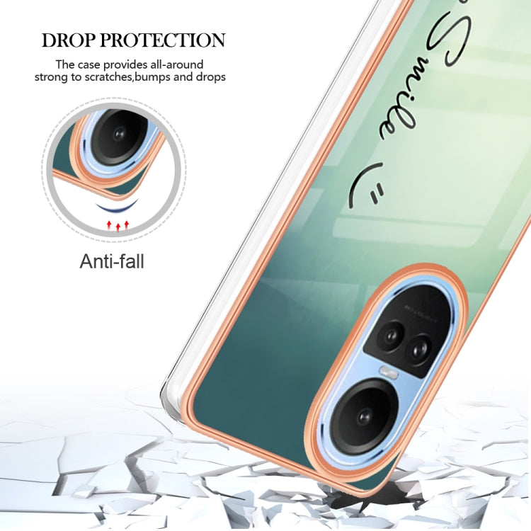 For OPPO Reno10 5G Global Electroplating Marble Dual-side IMD Phone Case(Smile) - OPPO Cases by buy2fix | Online Shopping UK | buy2fix