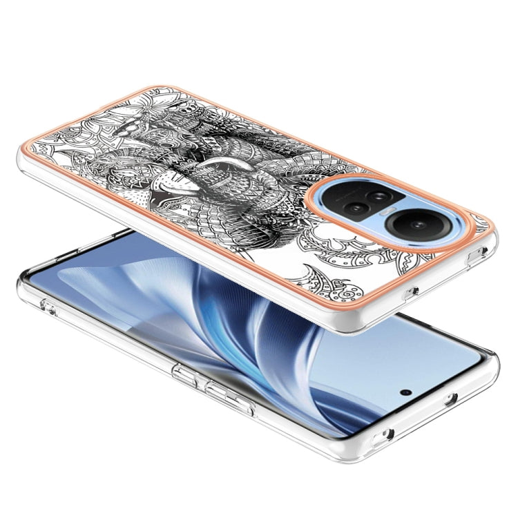 For OPPO Reno10 5G Global Electroplating Marble Dual-side IMD Phone Case(Totem Elephant) - OPPO Cases by buy2fix | Online Shopping UK | buy2fix