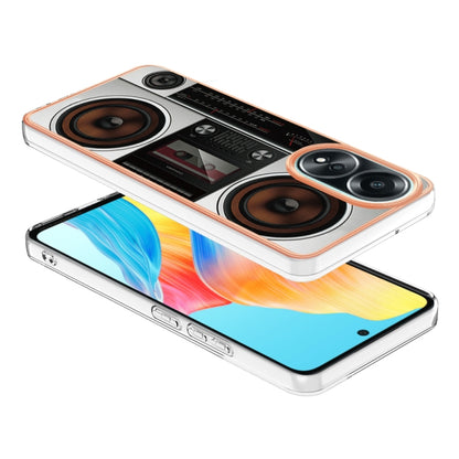 For OPPO A58 4G Electroplating Marble Dual-side IMD Phone Case(Retro Radio) - OPPO Cases by buy2fix | Online Shopping UK | buy2fix