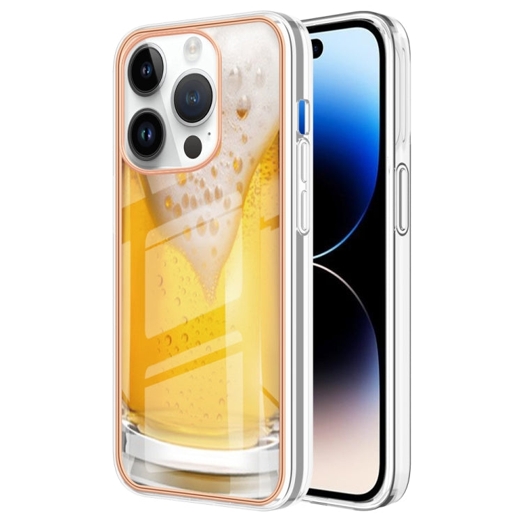 For iPhone 16 Pro Max Electroplating Marble Dual-side IMD Phone Case(Draft Beer) - iPhone 16 Pro Max Cases by buy2fix | Online Shopping UK | buy2fix