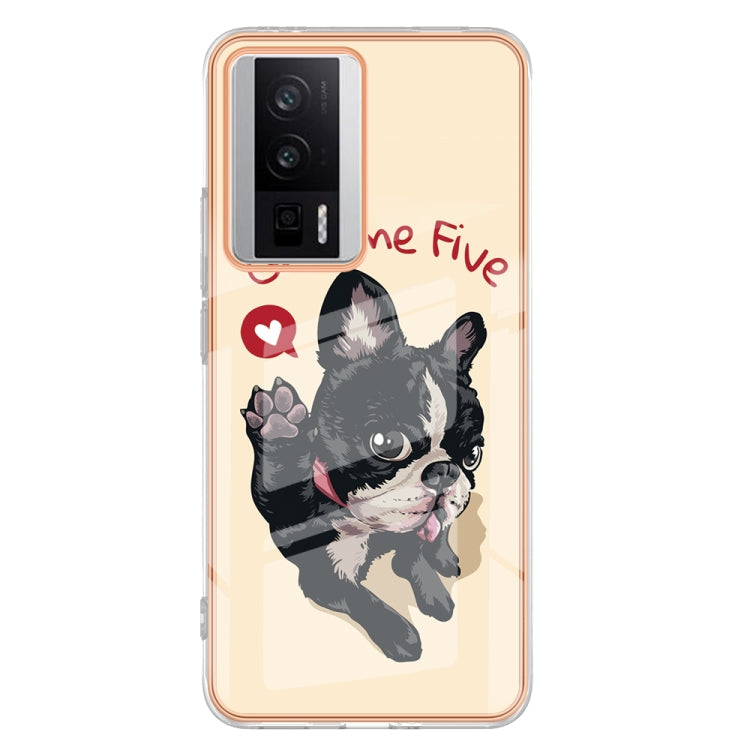 For Xiaomi Poco F5 Pro 5G / Redmi K60 Electroplating Marble Dual-side IMD Phone Case(Lucky Dog) - Xiaomi Cases by buy2fix | Online Shopping UK | buy2fix