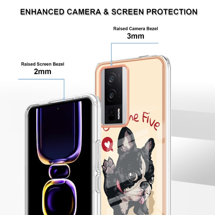 For Xiaomi Poco F5 Pro 5G / Redmi K60 Electroplating Marble Dual-side IMD Phone Case(Lucky Dog) - Xiaomi Cases by buy2fix | Online Shopping UK | buy2fix