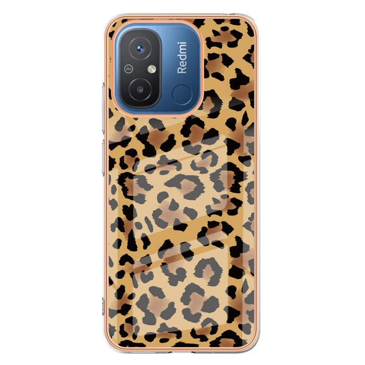 For Xiaomi Redmi 12C / 11A 4G Electroplating Marble Dual-side IMD Phone Case(Leopard Print) - Xiaomi Cases by buy2fix | Online Shopping UK | buy2fix