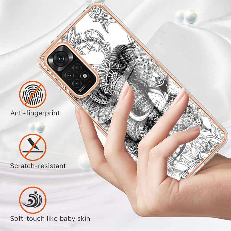 For Xiaomi Redmi Note 11s / Note 11 4G Electroplating Marble Dual-side IMD Phone Case(Totem Elephant) - Xiaomi Cases by buy2fix | Online Shopping UK | buy2fix