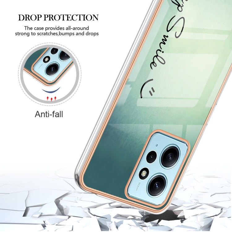 For Xiaomi Redmi Note 12 4G Electroplating Marble Dual-side IMD Phone Case(Smile) - Xiaomi Cases by buy2fix | Online Shopping UK | buy2fix