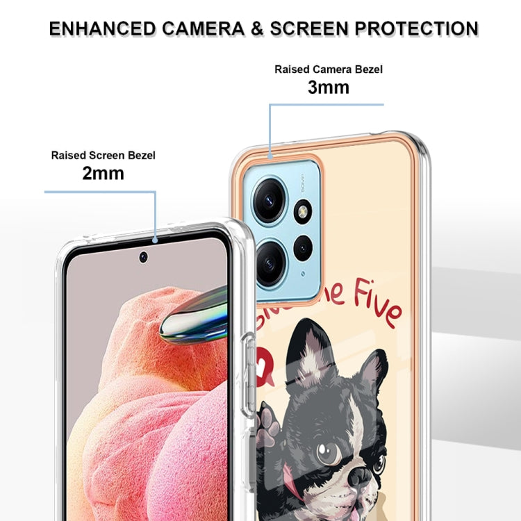 For Xiaomi Redmi Note 12 4G Electroplating Marble Dual-side IMD Phone Case(Lucky Dog) - Xiaomi Cases by buy2fix | Online Shopping UK | buy2fix