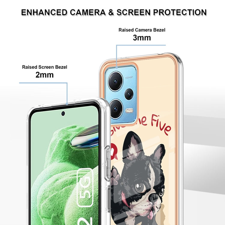 For Xiaomi Redmi Note 12 5G Global Electroplating Marble Dual-side IMD Phone Case(Lucky Dog) - Xiaomi Cases by buy2fix | Online Shopping UK | buy2fix