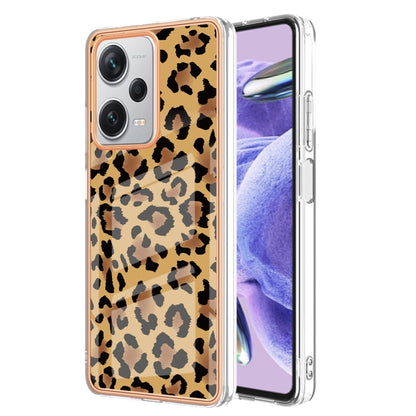 For Xiaomi Redmi Note 12 Pro+ Global Electroplating Marble Dual-side IMD Phone Case(Leopard Print) - Xiaomi Cases by buy2fix | Online Shopping UK | buy2fix