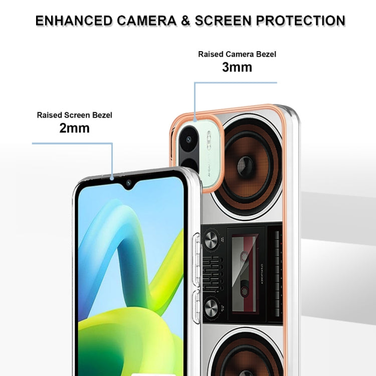 For Xiaomi Redmi A1 Electroplating Marble Dual-side IMD Phone Case(Retro Radio) - Xiaomi Cases by buy2fix | Online Shopping UK | buy2fix