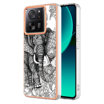 For Xiaomi 13T/13T Pro Electroplating Marble Dual-side IMD Phone Case(Totem Elephant) - Xiaomi Cases by buy2fix | Online Shopping UK | buy2fix