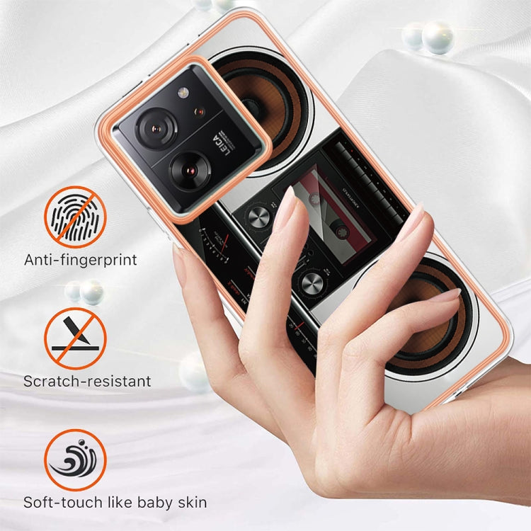 For Xiaomi 13T/13T Pro Electroplating Marble Dual-side IMD Phone Case(Retro Radio) - Xiaomi Cases by buy2fix | Online Shopping UK | buy2fix