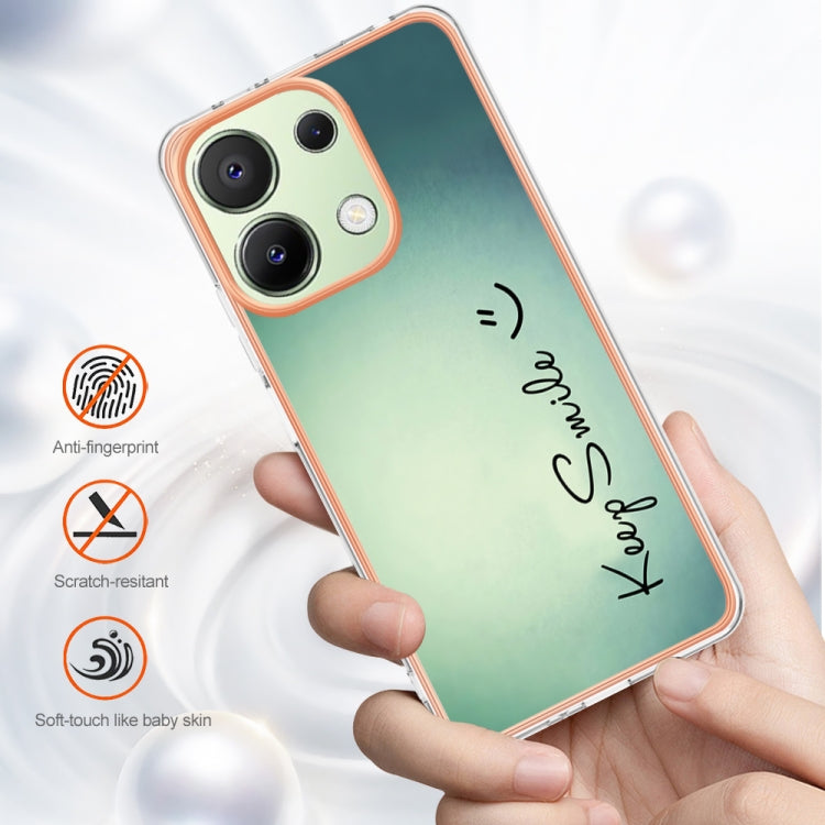 For Xiaomi Redmi Note 13 4G Global Electroplating Marble Dual-side IMD Phone Case(Smile) - Note 13 Cases by buy2fix | Online Shopping UK | buy2fix