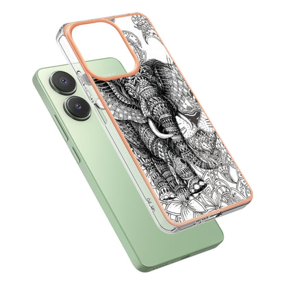 For Xiaomi Redmi Note 13 4G Global Electroplating Marble Dual-side IMD Phone Case(Totem Elephant) - Note 13 Cases by buy2fix | Online Shopping UK | buy2fix