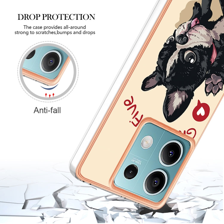 For Xiaomi Redmi Note 13 5G Electroplating Marble Dual-side IMD Phone Case(Lucky Dog) - Note 13 Cases by buy2fix | Online Shopping UK | buy2fix