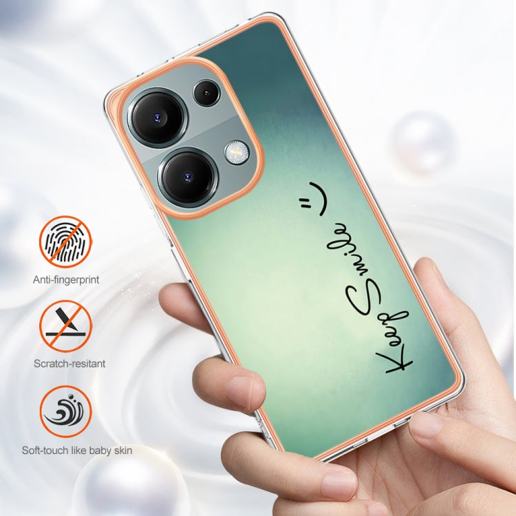 For Xiaomi Redmi Note 13 Pro 4G/Poco M6 Pro 4G Electroplating Marble Dual-side IMD Phone Case(Smile) - Note 13 Pro Cases by buy2fix | Online Shopping UK | buy2fix