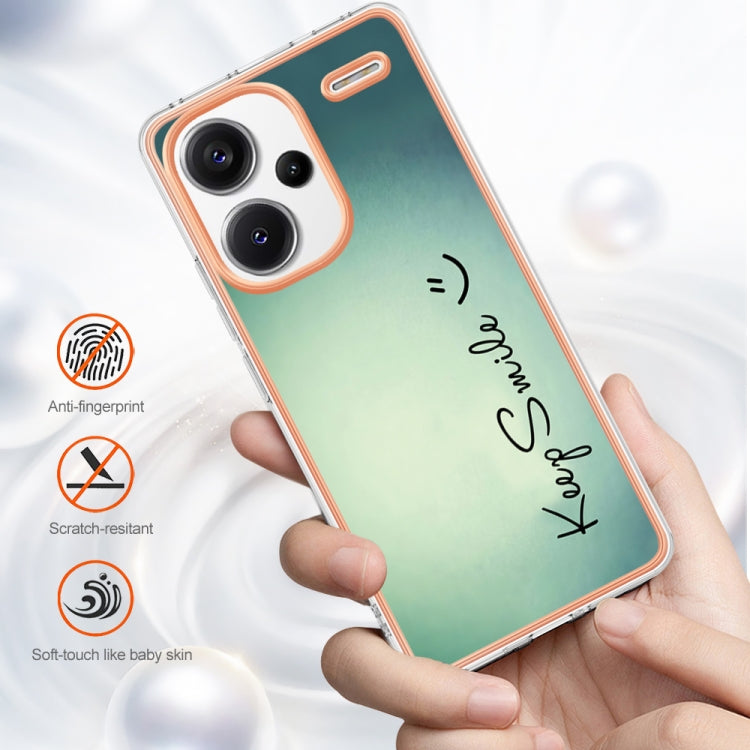 For Xiaomi Redmi Note 13 Pro+ 5G Electroplating Marble Dual-side IMD Phone Case(Smile) - Note 13 Pro+ Cases by buy2fix | Online Shopping UK | buy2fix