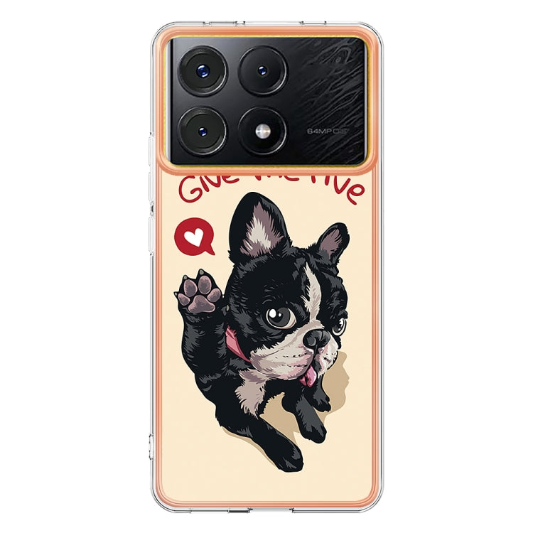 For Xiaomi Poco X6 Pro / Redmi K70E Electroplating Marble Dual-side IMD Phone Case(Lucky Dog) - K70E Cases by buy2fix | Online Shopping UK | buy2fix