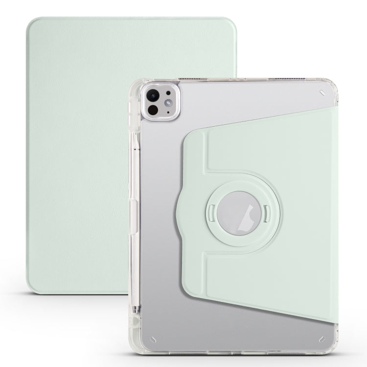 For iPad Pro 11 2024 Clear Acrylic 360 Rotation Detachable Leather Tablet Case(Light Green) - iPad Pro 11 2024 Cases by buy2fix | Online Shopping UK | buy2fix