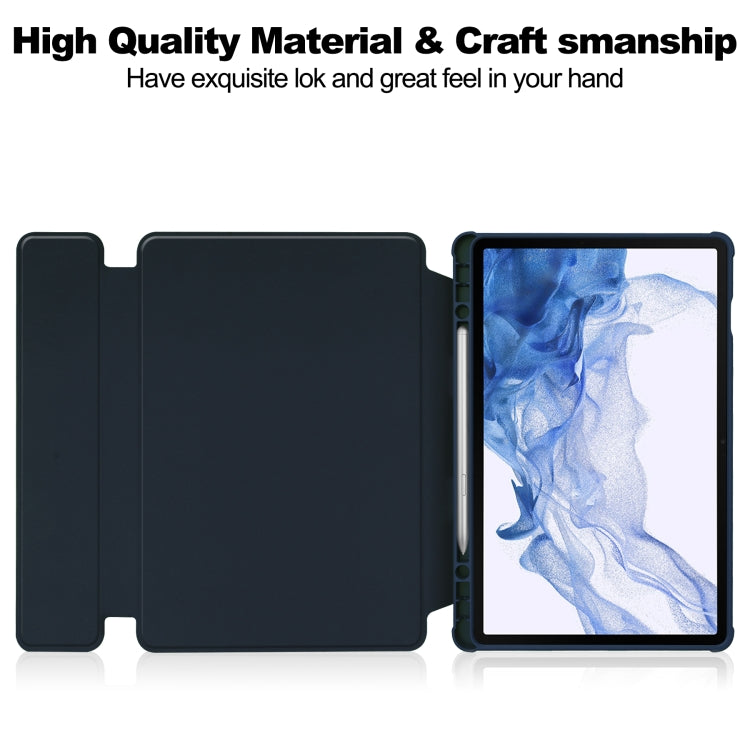 For Samsung Galaxy Tab S9 360 Rotation Transparent Smart Leather Case(Dark Blue) - Galaxy Tab S9 Cases by buy2fix | Online Shopping UK | buy2fix