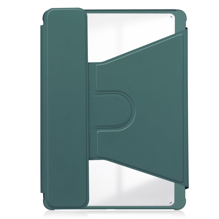 For Samsung Galaxy Tab S9 FE+ 360 Rotation Transparent Smart Leather Case(Dark Green) - Galaxy Tab S9 FE+ by buy2fix | Online Shopping UK | buy2fix