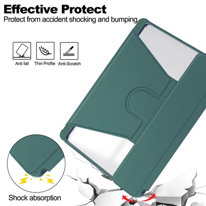 For Samsung Galaxy Tab S9 FE+ 360 Rotation Transparent Smart Leather Case(Dark Green) - Galaxy Tab S9 FE+ by buy2fix | Online Shopping UK | buy2fix