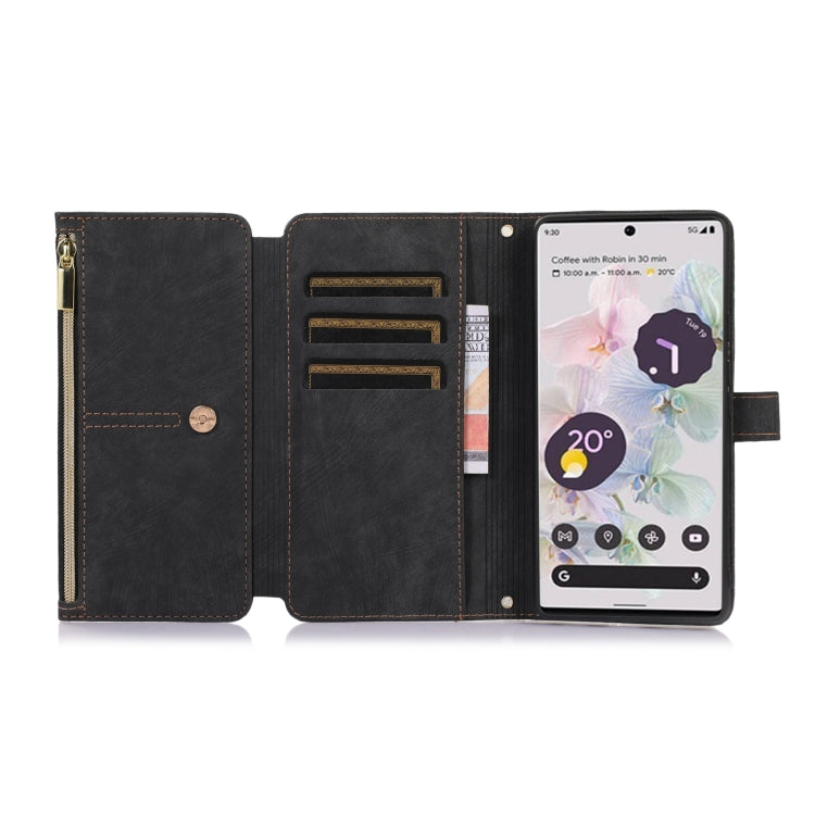 For Google Pixel 7a Dream 9-Card Wallet Zipper Bag Leather Phone Case(Black) - Google Cases by buy2fix | Online Shopping UK | buy2fix