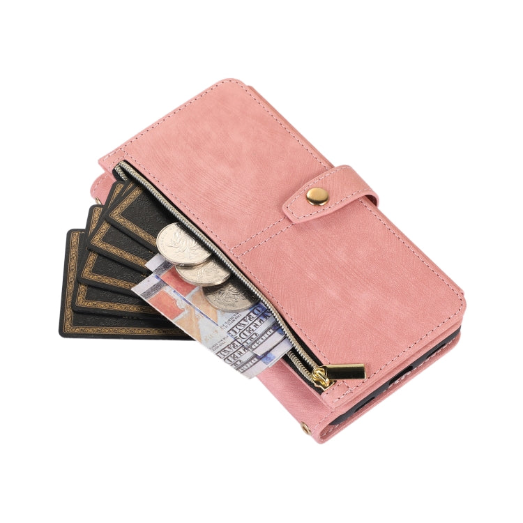 For Google Pixel 7a Dream 9-Card Wallet Zipper Bag Leather Phone Case(Pink) - Google Cases by buy2fix | Online Shopping UK | buy2fix