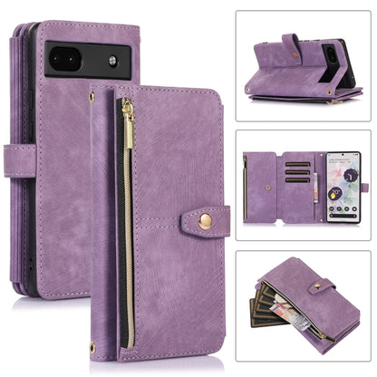 For Google Pixel 6a Dream 9-Card Wallet Zipper Bag Leather Phone Case(Purple) - Google Cases by buy2fix | Online Shopping UK | buy2fix