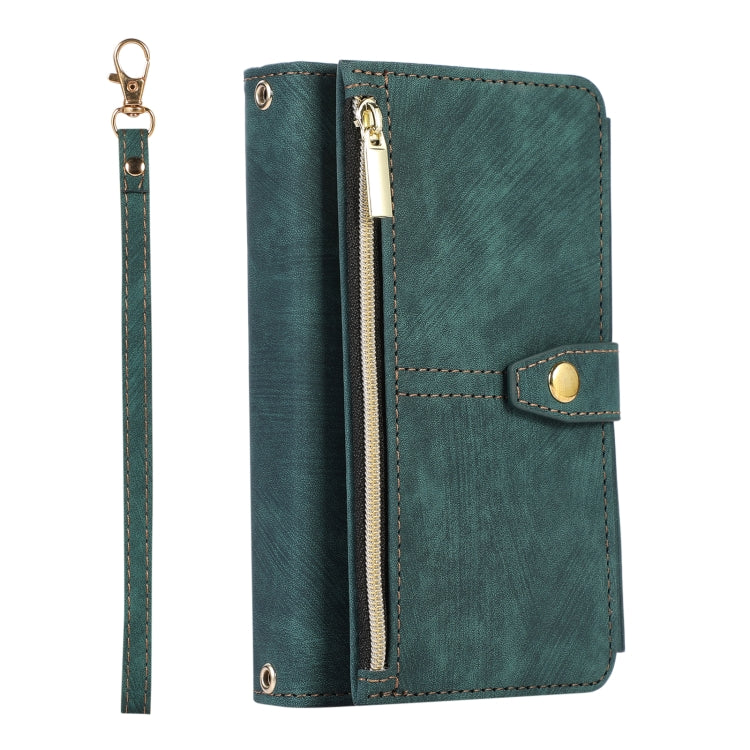 For Google Pixel Fold Dream 9-Card Wallet Zipper Bag Leather Phone Case(Green) - Google Cases by buy2fix | Online Shopping UK | buy2fix