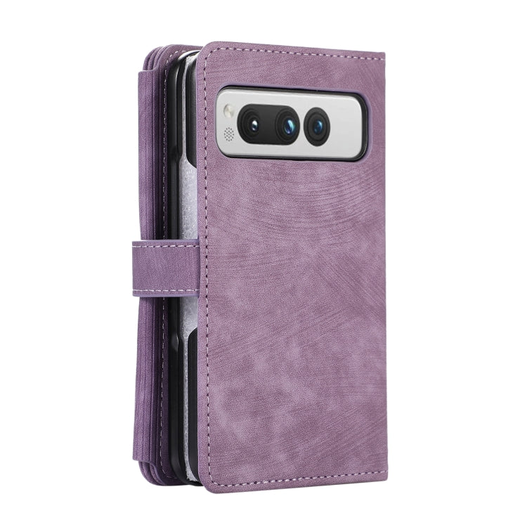 For Google Pixel Fold Dream 9-Card Wallet Zipper Bag Leather Phone Case(Purple) - Google Cases by buy2fix | Online Shopping UK | buy2fix