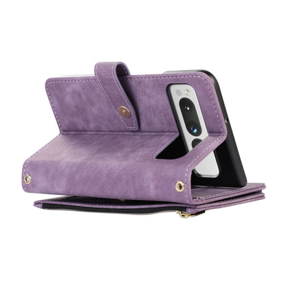 For Google Pixel Fold Dream 9-Card Wallet Zipper Bag Leather Phone Case(Purple) - Google Cases by buy2fix | Online Shopping UK | buy2fix