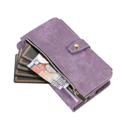 For Google Pixel Fold Dream 9-Card Wallet Zipper Bag Leather Phone Case(Purple) - Google Cases by buy2fix | Online Shopping UK | buy2fix