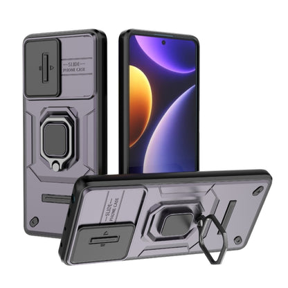 For Xiaomi Redmi Note 12 Turbo 5G Sliding Camshield TPU + PC Shockproof Phone Case with Holder(Purple) - Xiaomi Cases by buy2fix | Online Shopping UK | buy2fix