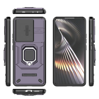 For Xiaomi Redmi Turbo 3 5G Sliding Camshield TPU + PC Shockproof Phone Case with Holder(Purple) - Xiaomi Cases by buy2fix | Online Shopping UK | buy2fix