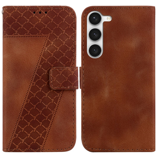 For Samsung Galaxy S23+ 5G 7-shaped Embossed Leather Phone Case(Brown) - Galaxy S23+ 5G Cases by buy2fix | Online Shopping UK | buy2fix