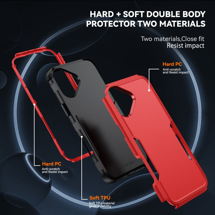 For iPhone 16 Commuter Shockproof TPU + PC Phone Case(Red+Black) - iPhone 16 Cases by buy2fix | Online Shopping UK | buy2fix