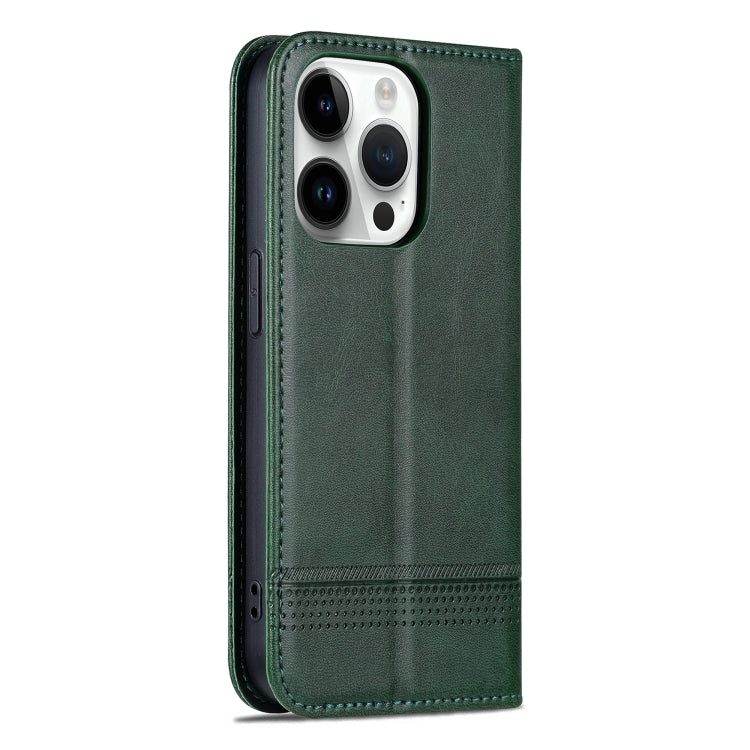 For iPhone 16 Pro Max AZNS Magnetic Calf Texture Flip Leather Phone Case(Dark Green) - iPhone 16 Pro Max Cases by AZNS | Online Shopping UK | buy2fix